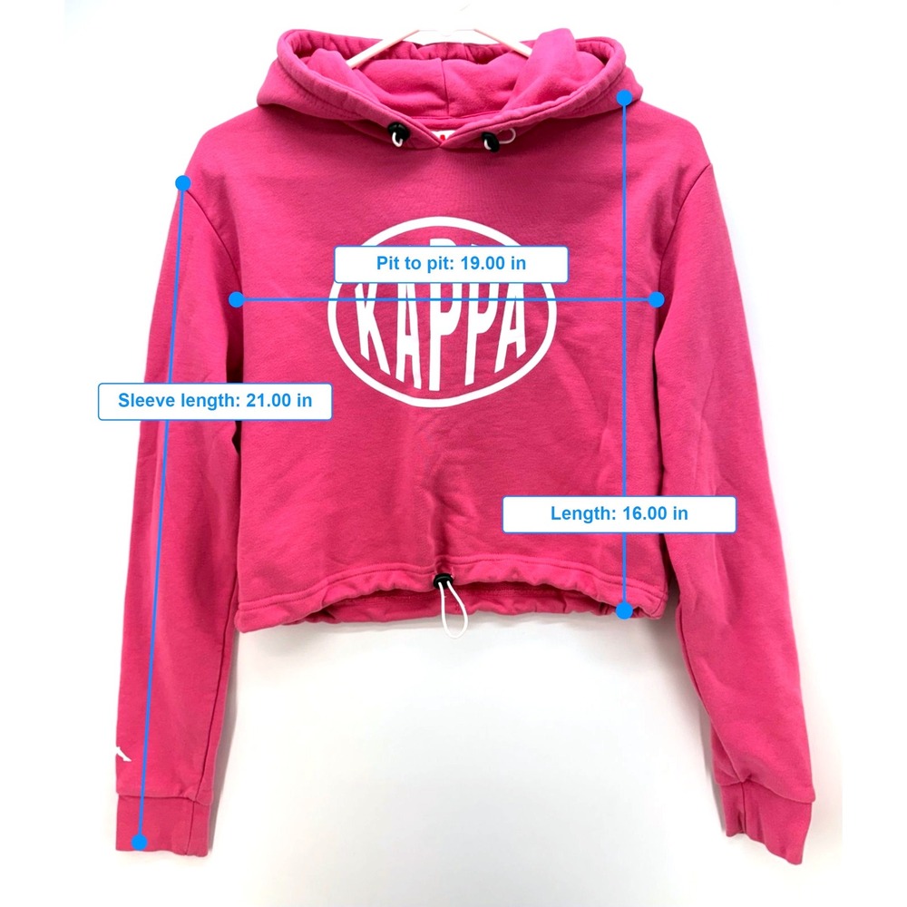 Kappa Pink Cropped Logo Hoodie Sz XS Streetwear Athleisure Y2K Baddie Sweatshirt - Picture 8 of 10
